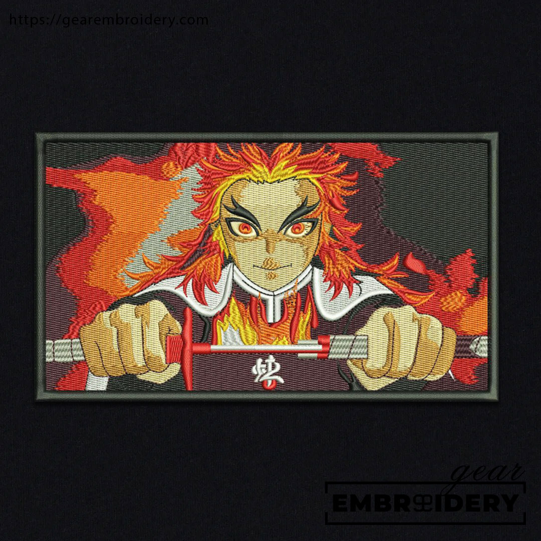 Rengoku Demon Slayer Anime Embroidered Design Personalized Embroidered T Shirt Sweatshirt Hoodie Clothing DS0096