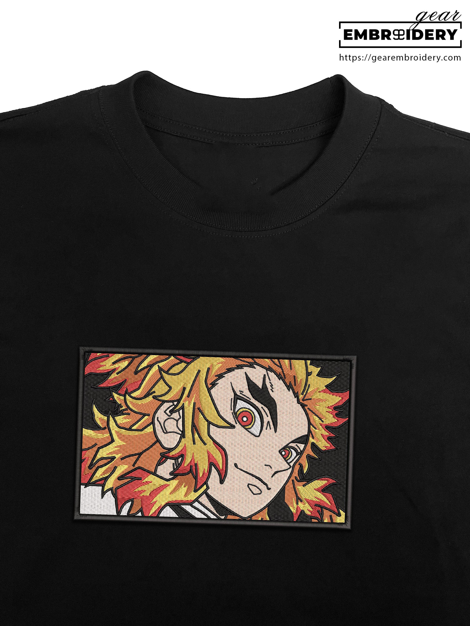 Rengoku Demon Slayer Anime Embroidered Design Personalized Embroidered T Shirt Sweatshirt Hoodie Clothing DS0097