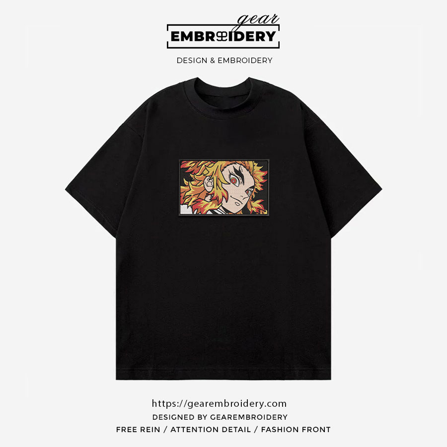 Rengoku Demon Slayer Anime Embroidered Design Personalized Embroidered T Shirt Sweatshirt Hoodie Clothing DS0097