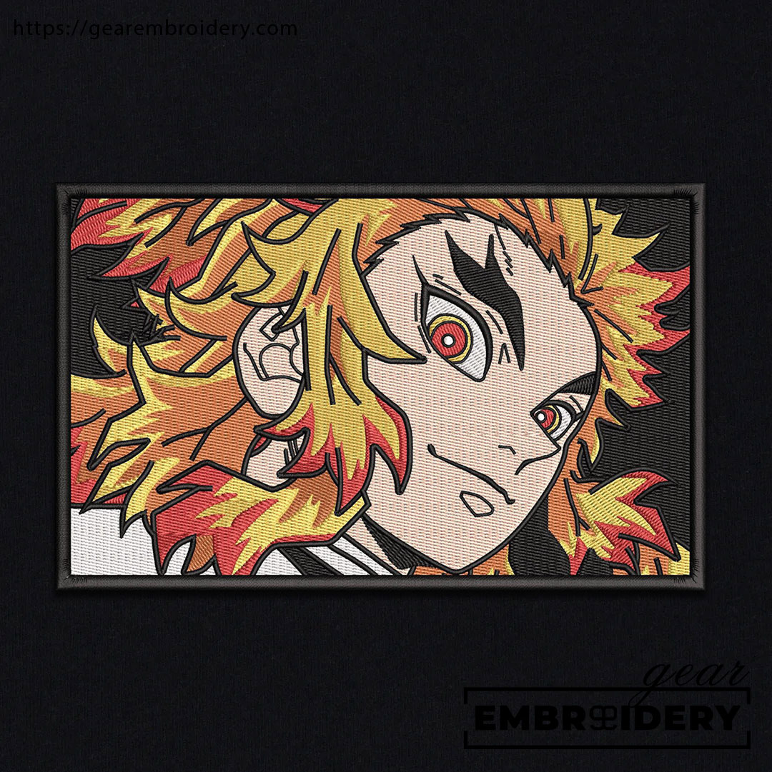 Rengoku Demon Slayer Anime Embroidered Design Personalized Embroidered T Shirt Sweatshirt Hoodie Clothing DS0097
