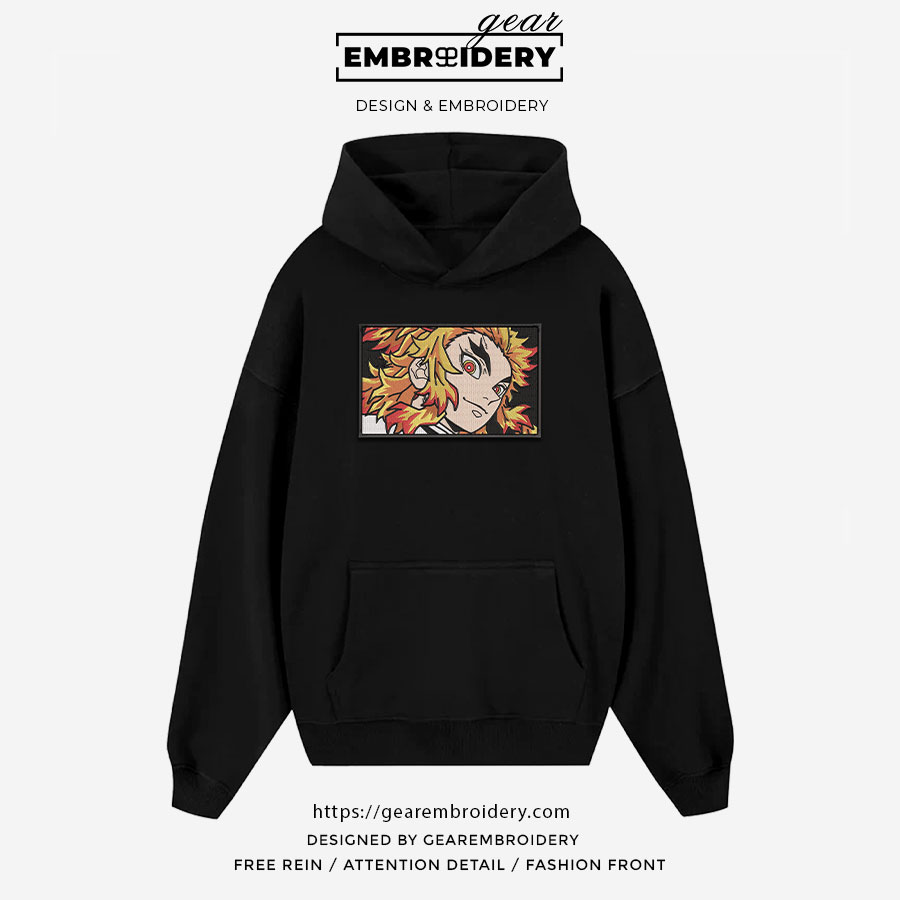 Rengoku Demon Slayer Anime Embroidered Design Personalized Embroidered T Shirt Sweatshirt Hoodie Clothing DS0097