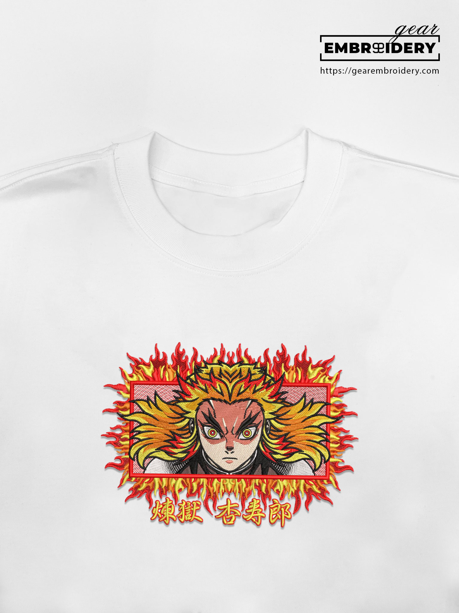 Rengoku Demon Slayer Anime Embroidered Design Personalized Embroidered T Shirt Sweatshirt Hoodie Clothing DS0098