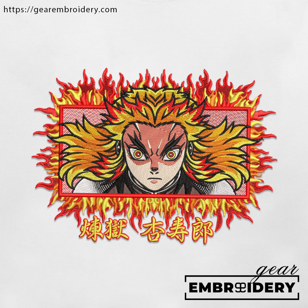 Rengoku Demon Slayer Anime Embroidered Design Personalized Embroidered T Shirt Sweatshirt Hoodie Clothing DS0098