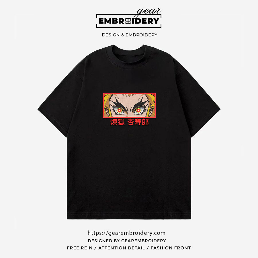 Rengoku eyes Demon Slayer Anime Embroidered Design Personalized Embroidered T Shirt Sweatshirt Hoodie Clothing DS0099