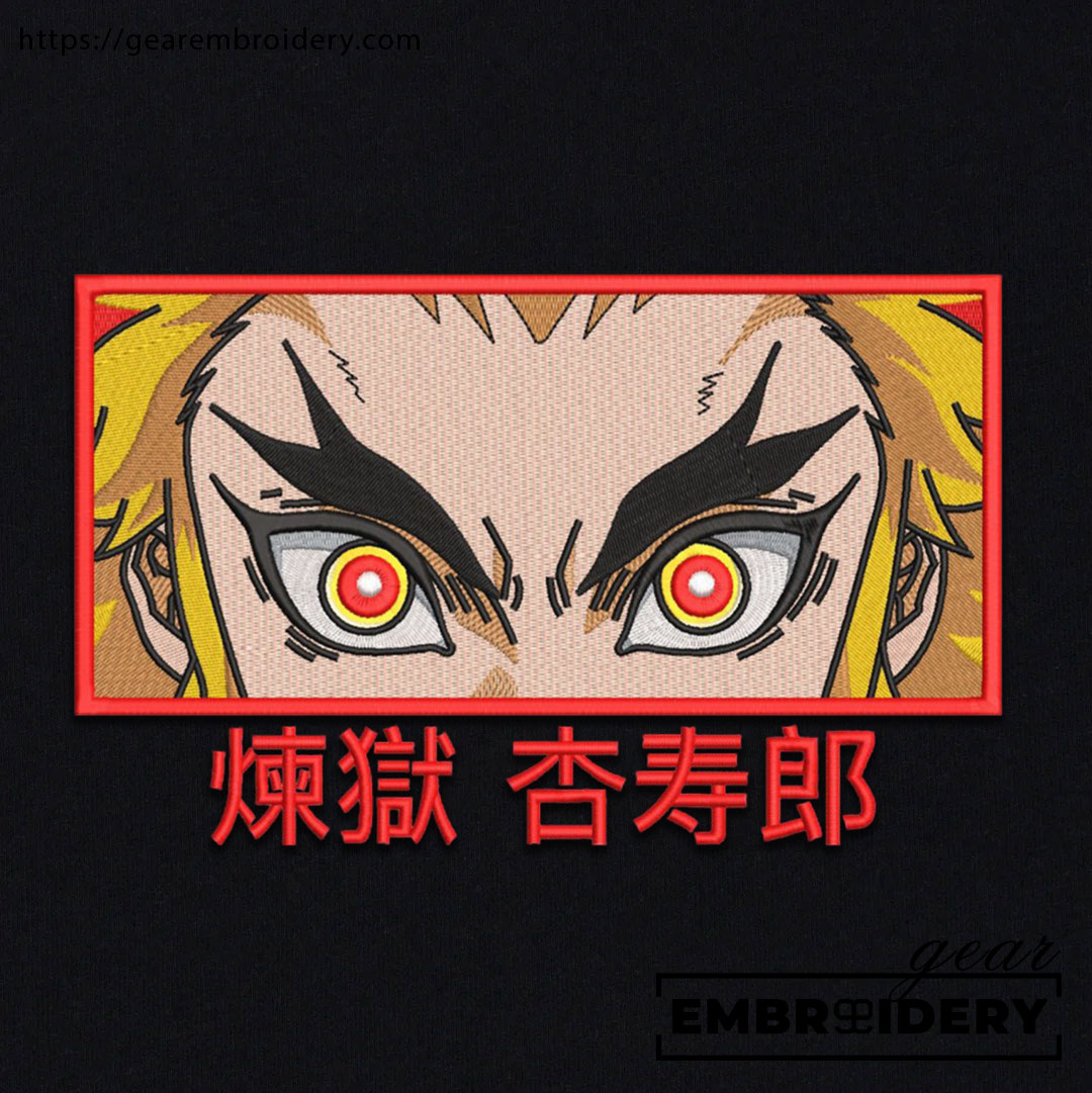 Rengoku eyes Demon Slayer Anime Embroidered Design Personalized Embroidered T Shirt Sweatshirt Hoodie Clothing DS0099