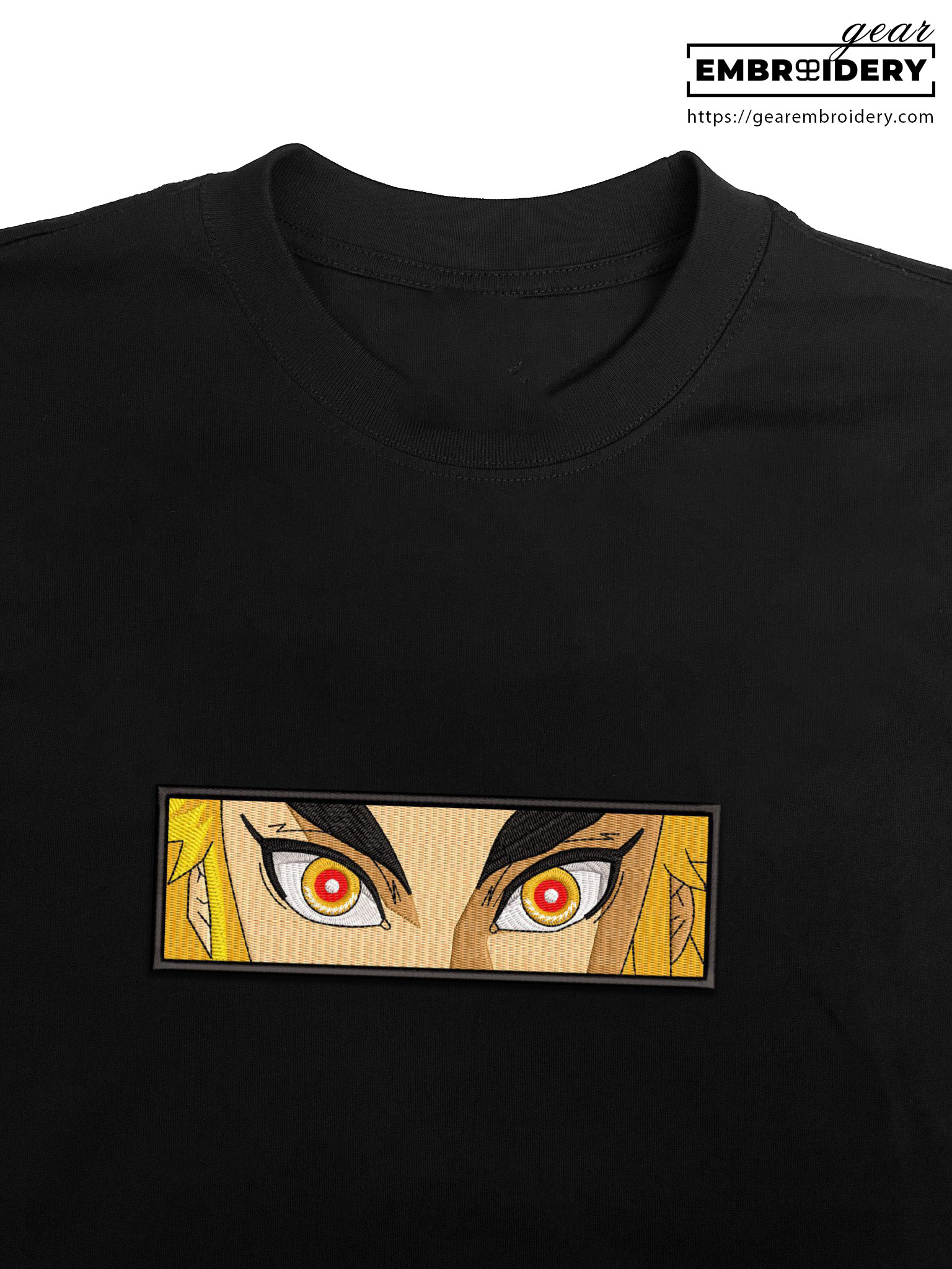 Rengoku eyes Demon Slayer Anime Embroidered Design Personalized Embroidered T Shirt Sweatshirt Hoodie Clothing DS0100