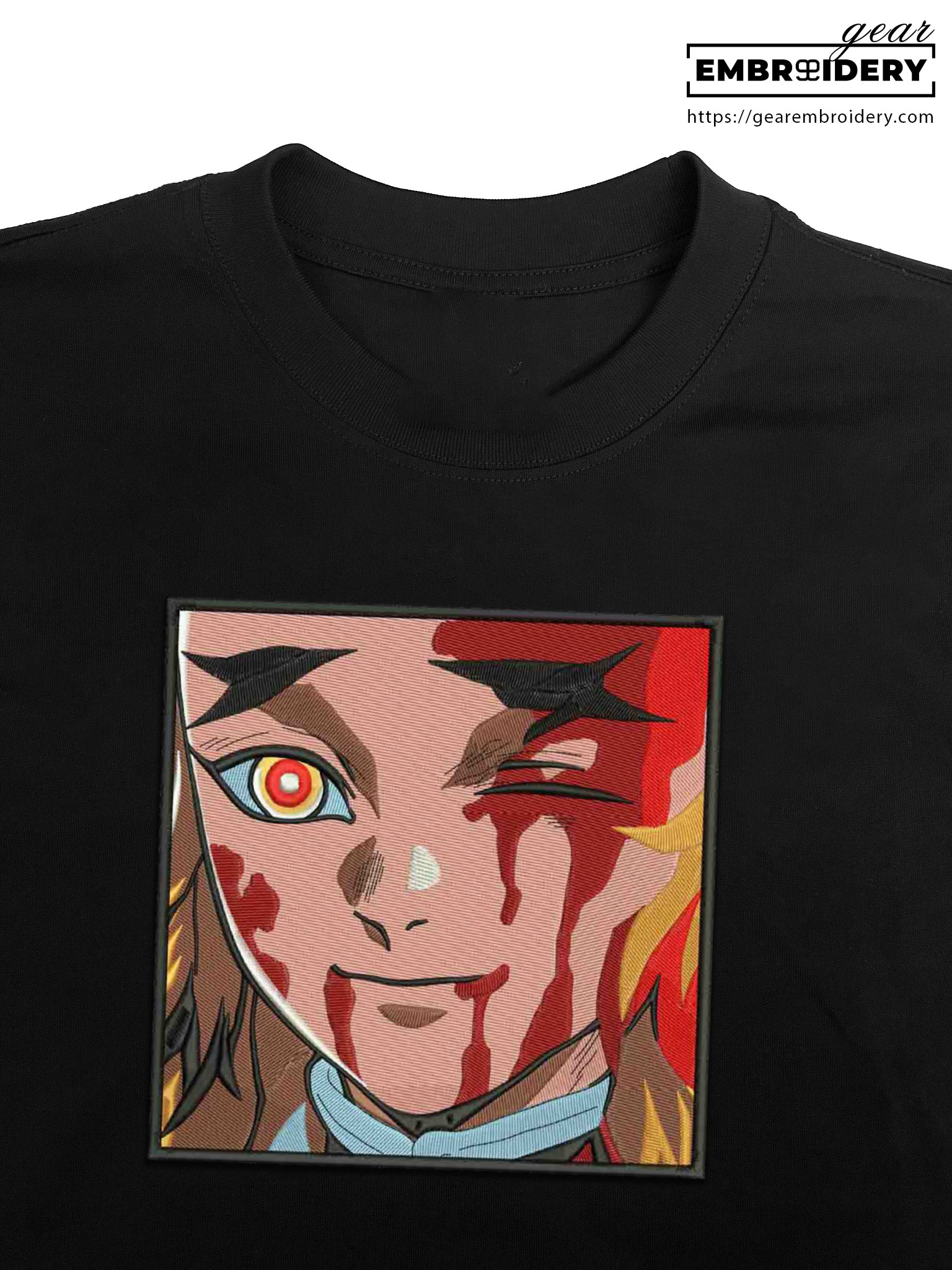 Rengoku smile Demon Slayer Anime Embroidered Design Personalized Embroidered T Shirt Sweatshirt Hoodie Clothing DS0101