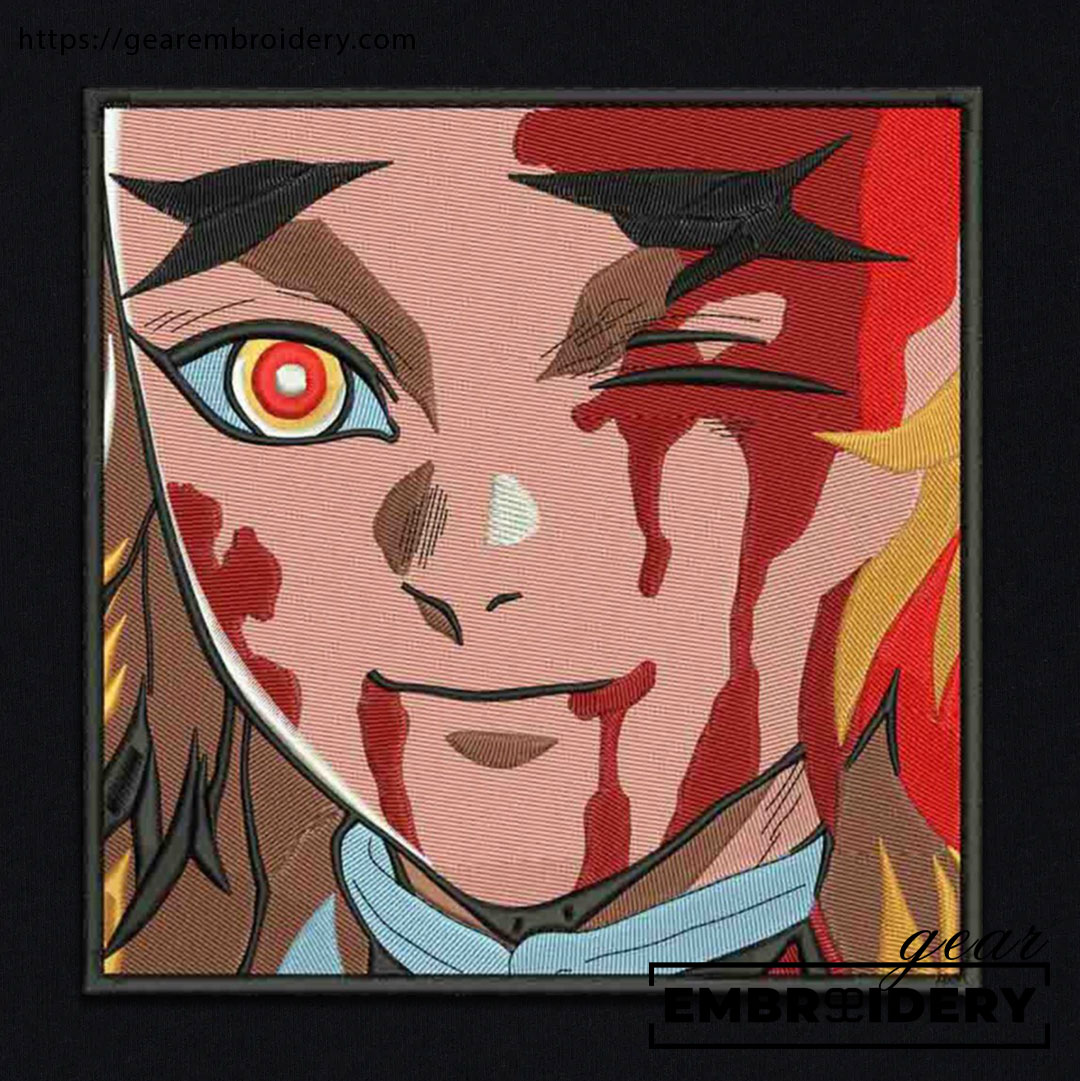 Rengoku smile Demon Slayer Anime Embroidered Design Personalized Embroidered T Shirt Sweatshirt Hoodie Clothing DS0101