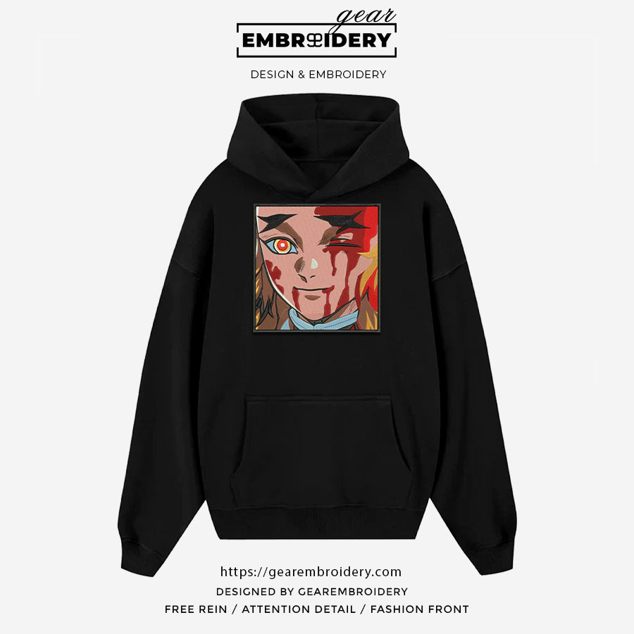 Rengoku smile Demon Slayer Anime Embroidered Design Personalized Embroidered T Shirt Sweatshirt Hoodie Clothing DS0101