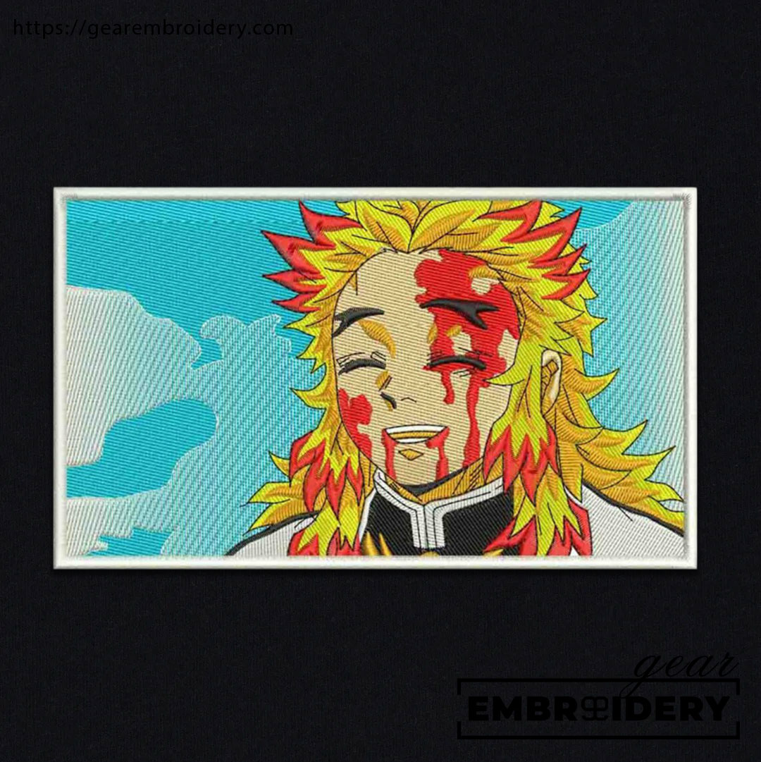 Rengoku smile Demon Slayer Anime Embroidered Design Personalized Embroidered T Shirt Sweatshirt Hoodie Clothing DS0102