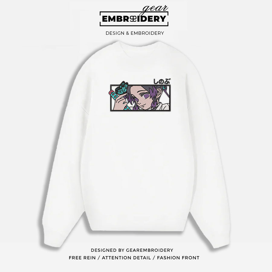 Shinobu kocho Demon Slayer Anime Embroidered Design Personalized Embroidered T Shirt Sweatshirt Hoodie Clothing DS0113