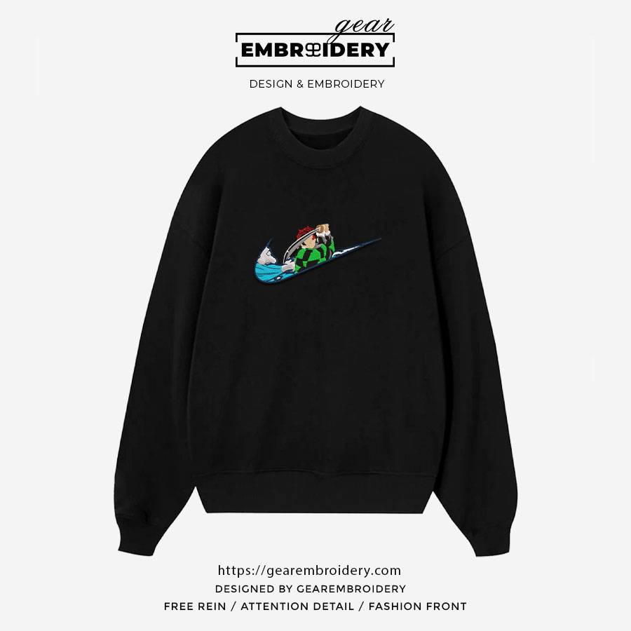 Tanjiro swoosh nike Demon Slayer Anime Embroidered Design Personalized Embroidered T Shirt Sweatshirt Hoodie Clothing DS0141