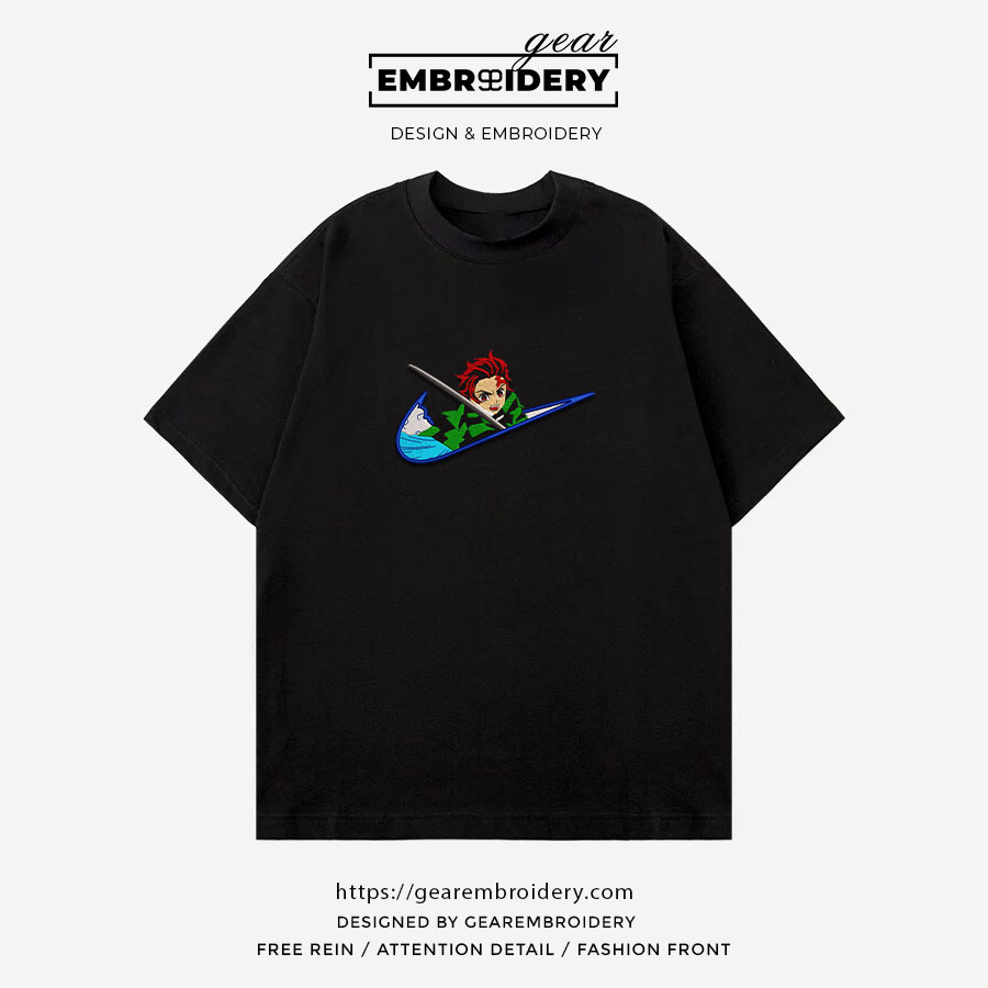 Tanjiro swoosh nike Demon Slayer Anime Embroidered Design Personalized Embroidered T Shirt Sweatshirt Hoodie Clothing DS0140