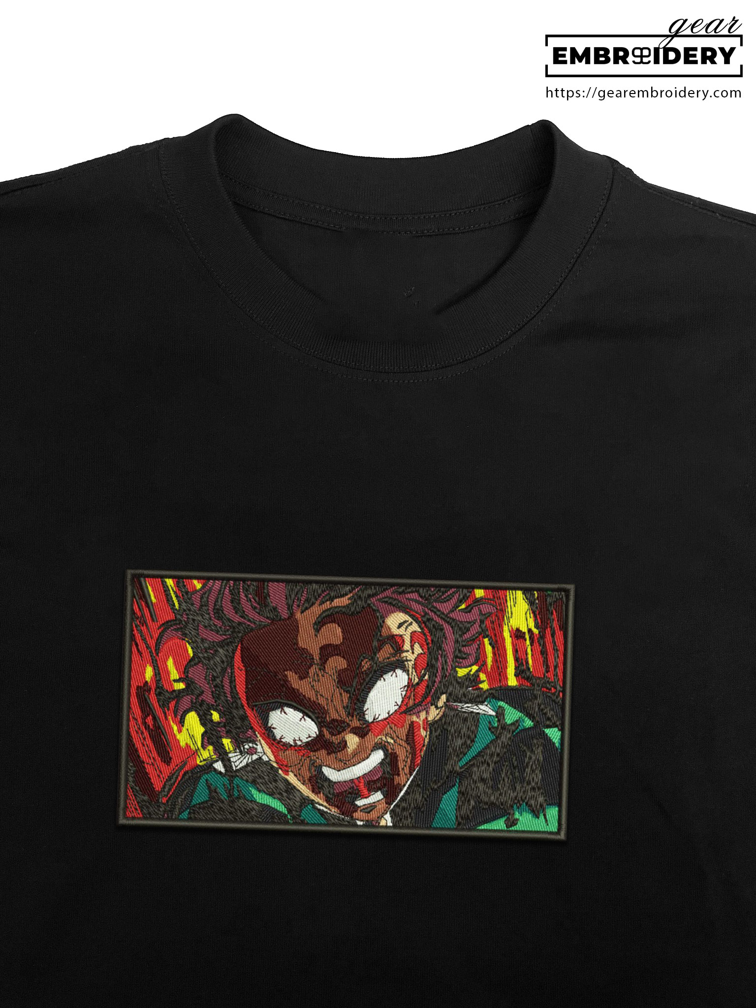 Tanjiro rage Demon Slayer Anime Embroidered Design Personalized Embroidered T Shirt Sweatshirt Hoodie Clothing DS0136