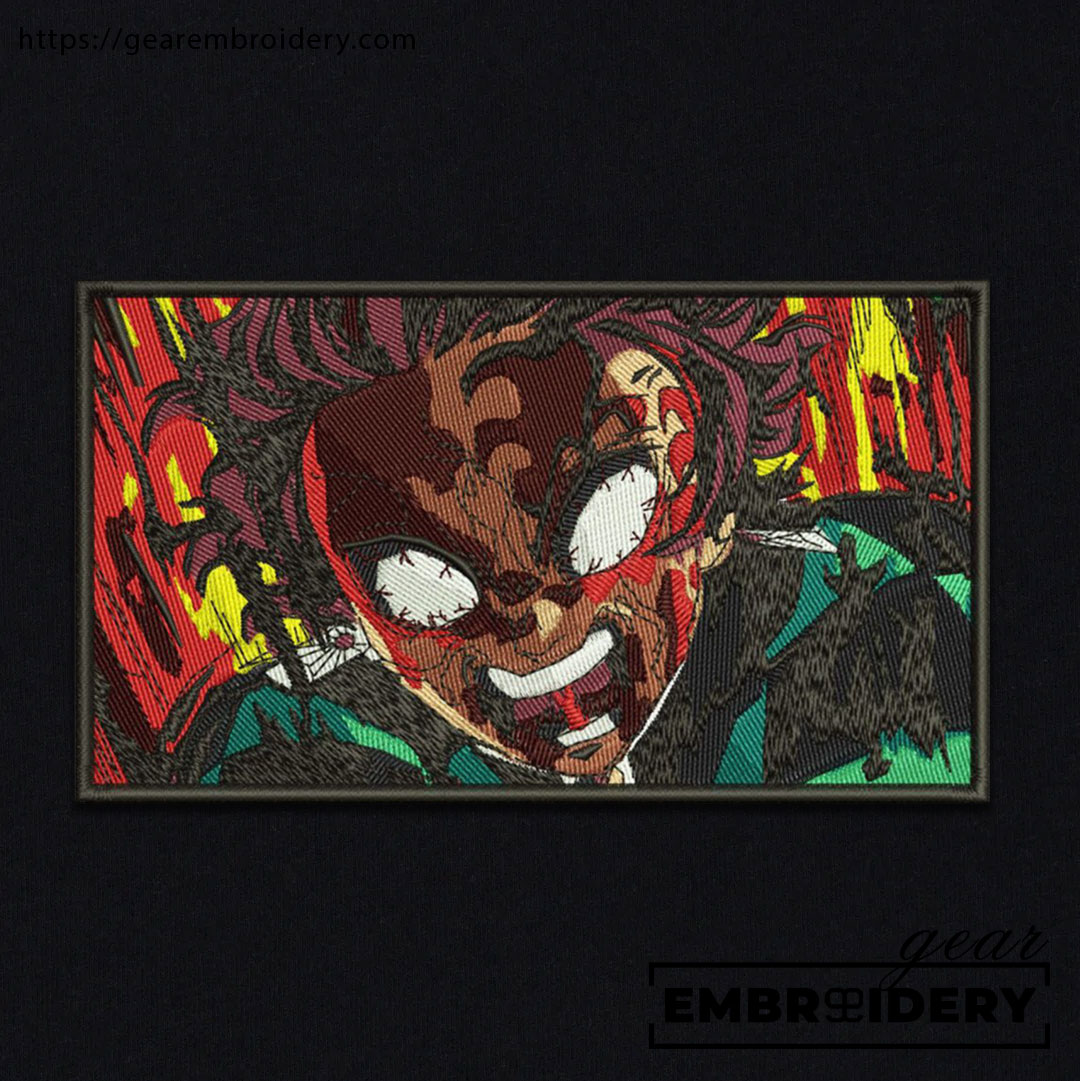 Tanjiro rage Demon Slayer Anime Embroidered Design Personalized Embroidered T Shirt Sweatshirt Hoodie Clothing DS0136