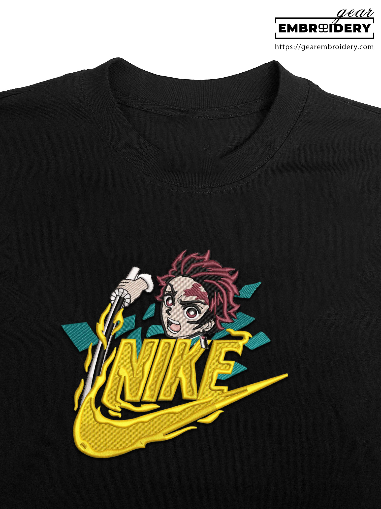 Tanjiro nike Demon Slayer Anime Embroidered Design Personalized Embroidered T Shirt Sweatshirt Hoodie Clothing DS0135
