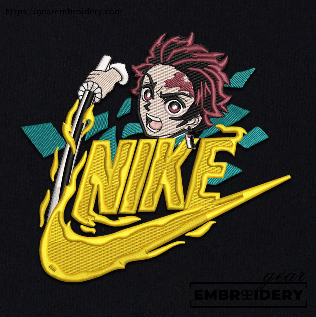 Tanjiro nike Demon Slayer Anime Embroidered Design Personalized Embroidered T Shirt Sweatshirt Hoodie Clothing DS0135