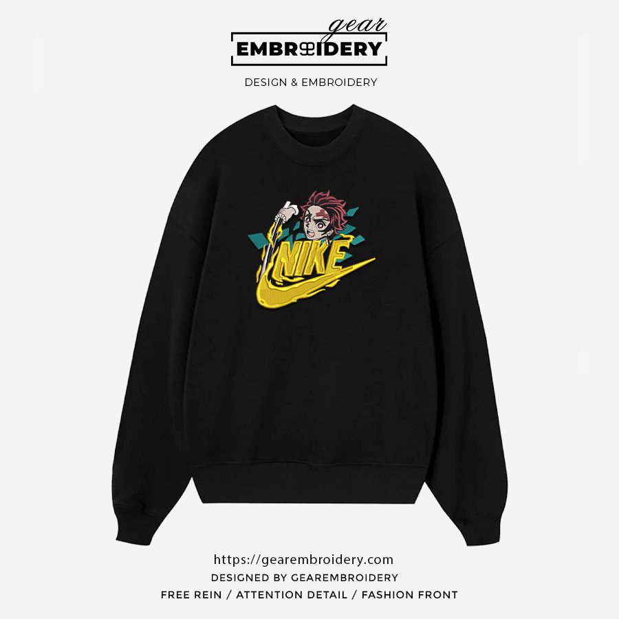Tanjiro nike Demon Slayer Anime Embroidered Design Personalized Embroidered T Shirt Sweatshirt Hoodie Clothing DS0135