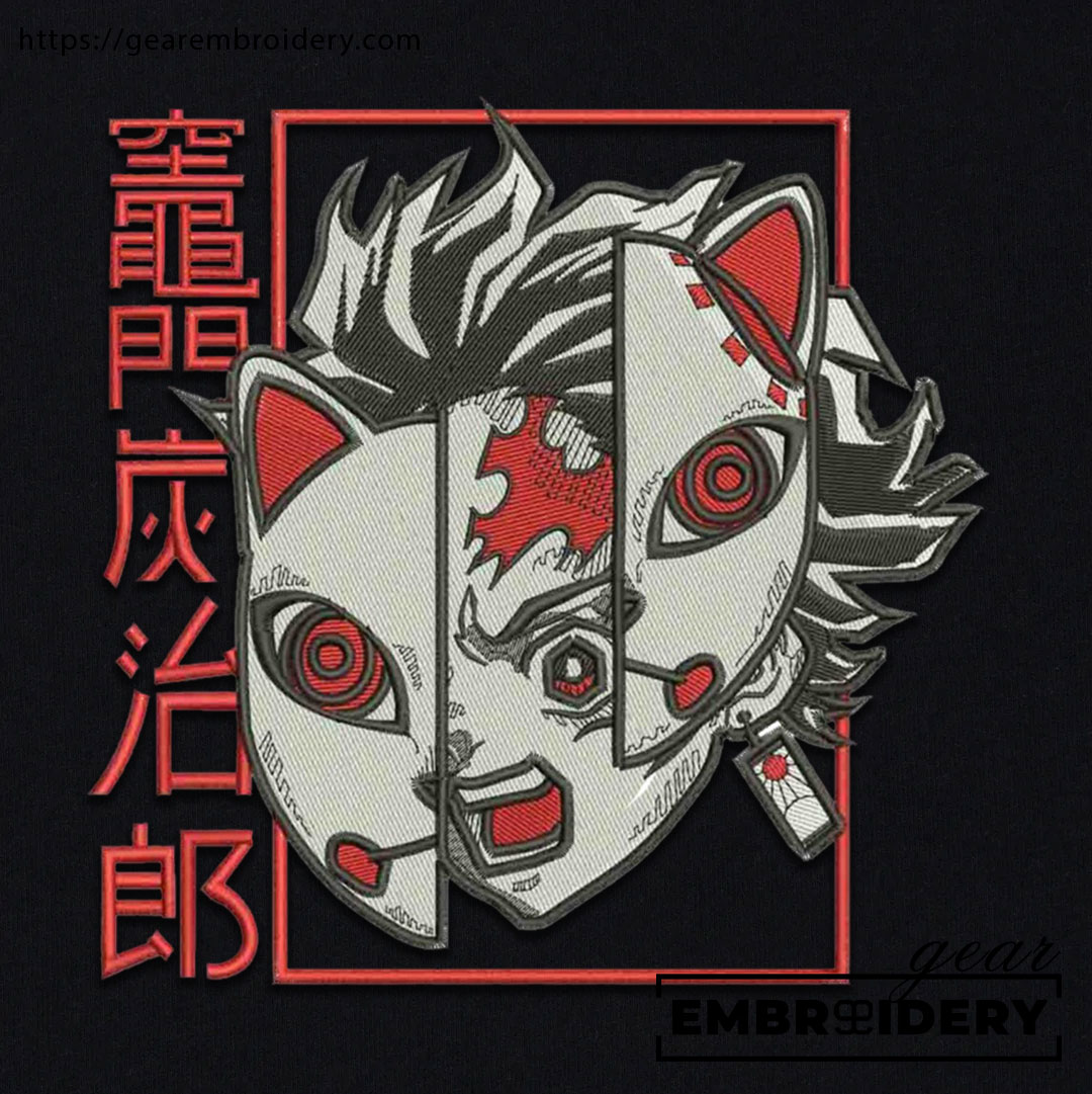 Tanjiro mask Demon Slayer Anime Embroidered Design Personalized Embroidered T Shirt Sweatshirt Hoodie Clothing DS0134