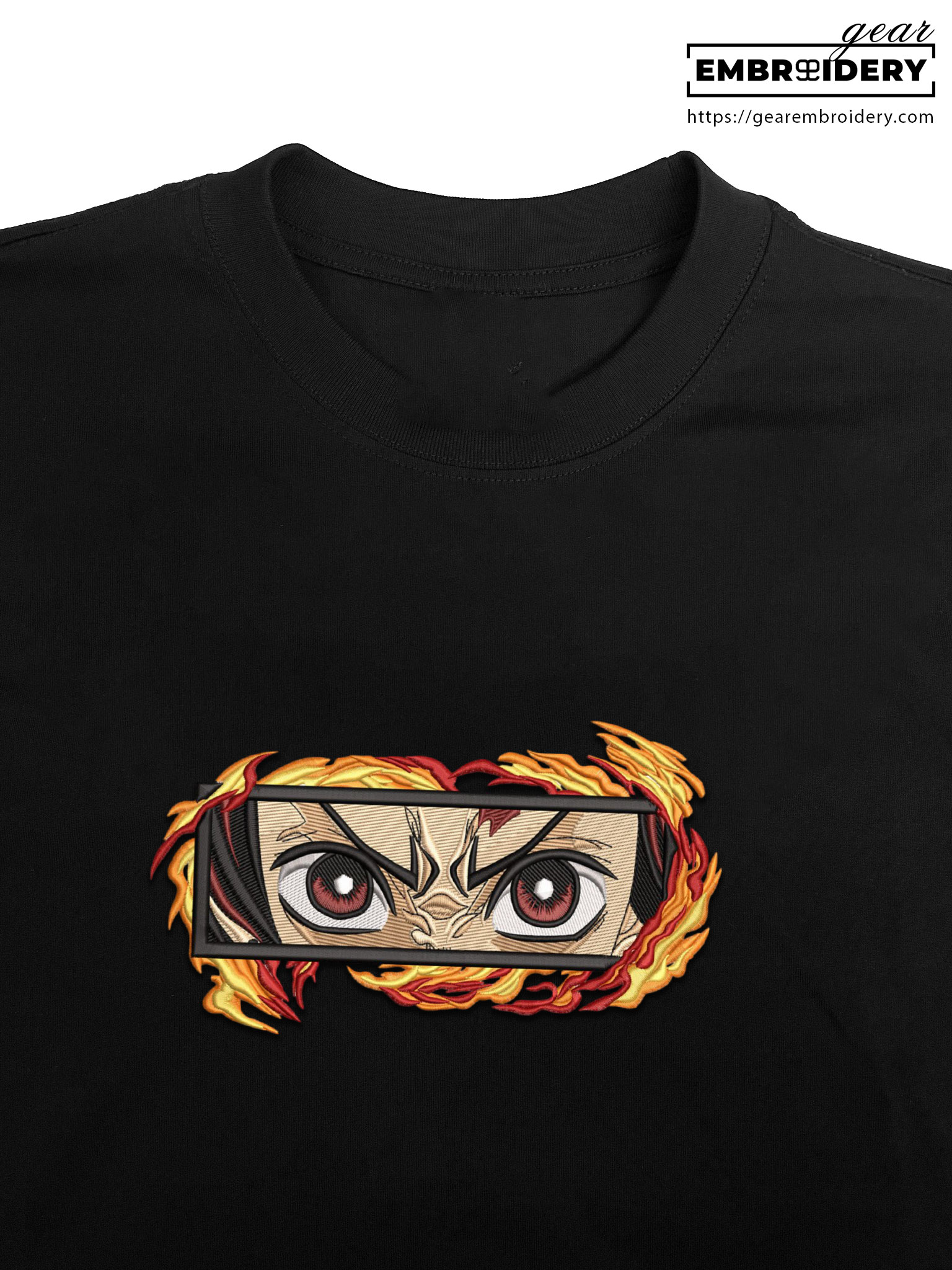 Tanjiro eyes fire Demon Slayer Anime Embroidered Design Personalized Embroidered T Shirt Sweatshirt Hoodie Clothing DS0132