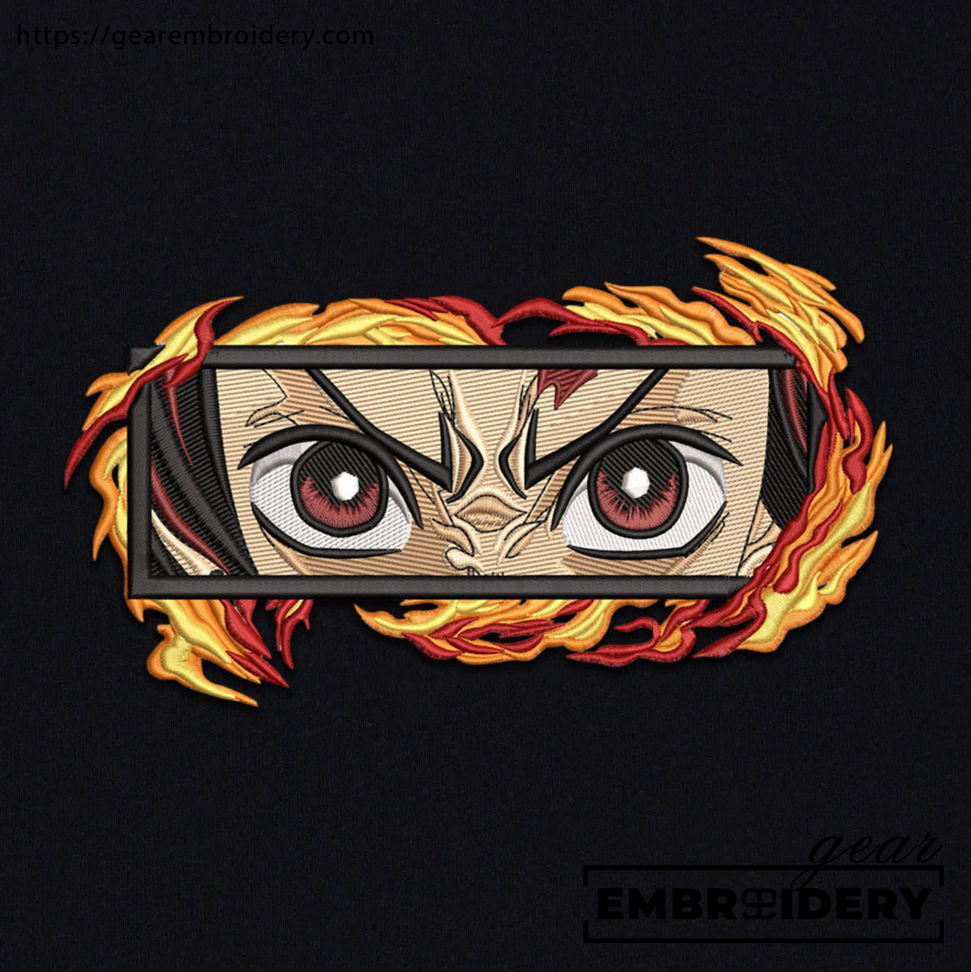 Tanjiro eyes fire Demon Slayer Anime Embroidered Design Personalized Embroidered T Shirt Sweatshirt Hoodie Clothing DS0132