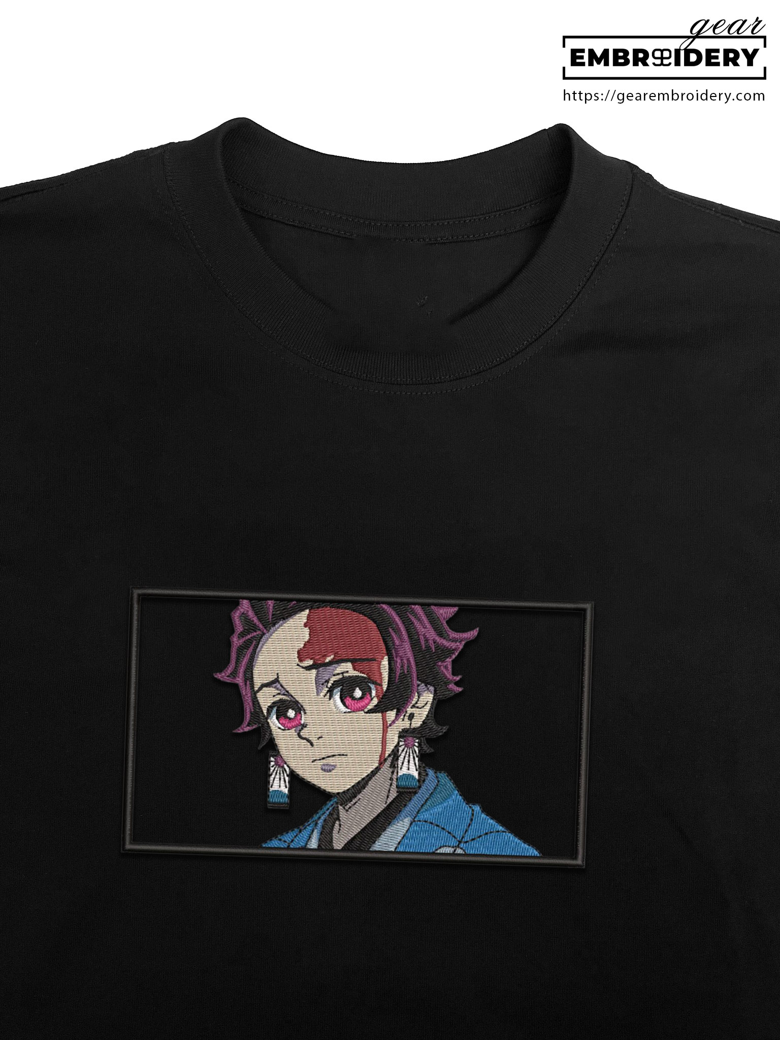 Tanjiro Demon Slayer Anime Embroidered Design Personalized Embroidered T Shirt Sweatshirt Hoodie Clothing DS0128
