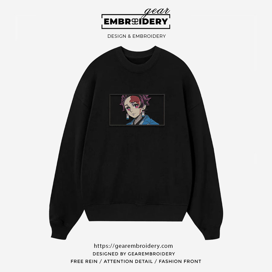 Tanjiro Demon Slayer Anime Embroidered Design Personalized Embroidered T Shirt Sweatshirt Hoodie Clothing DS0128