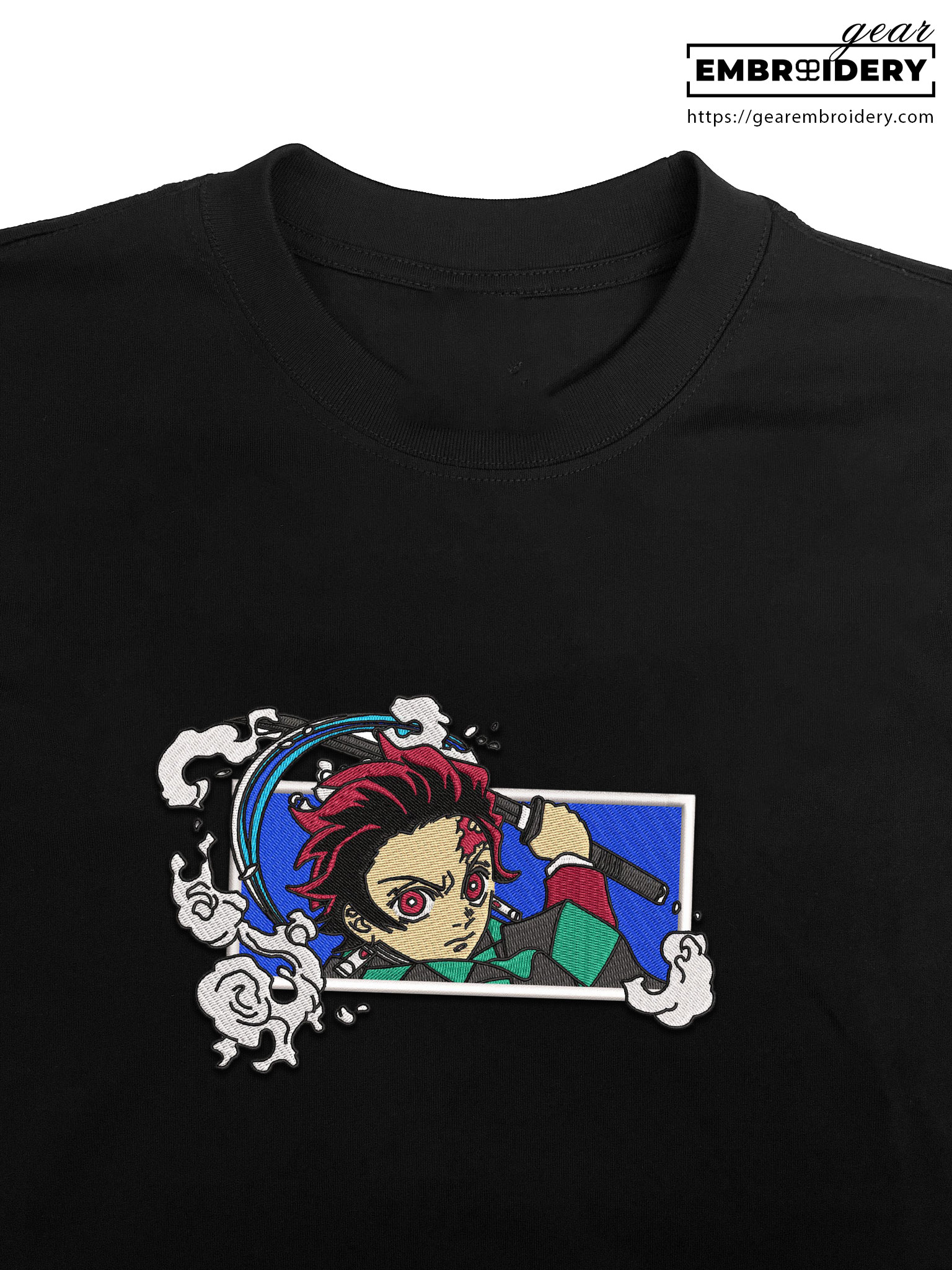 Tanjiro Demon Slayer Anime Embroidered Design Personalized Embroidered T Shirt Sweatshirt Hoodie Clothing DS0127