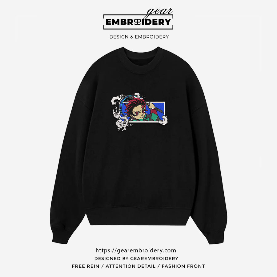 Tanjiro Demon Slayer Anime Embroidered Design Personalized Embroidered T Shirt Sweatshirt Hoodie Clothing DS0127