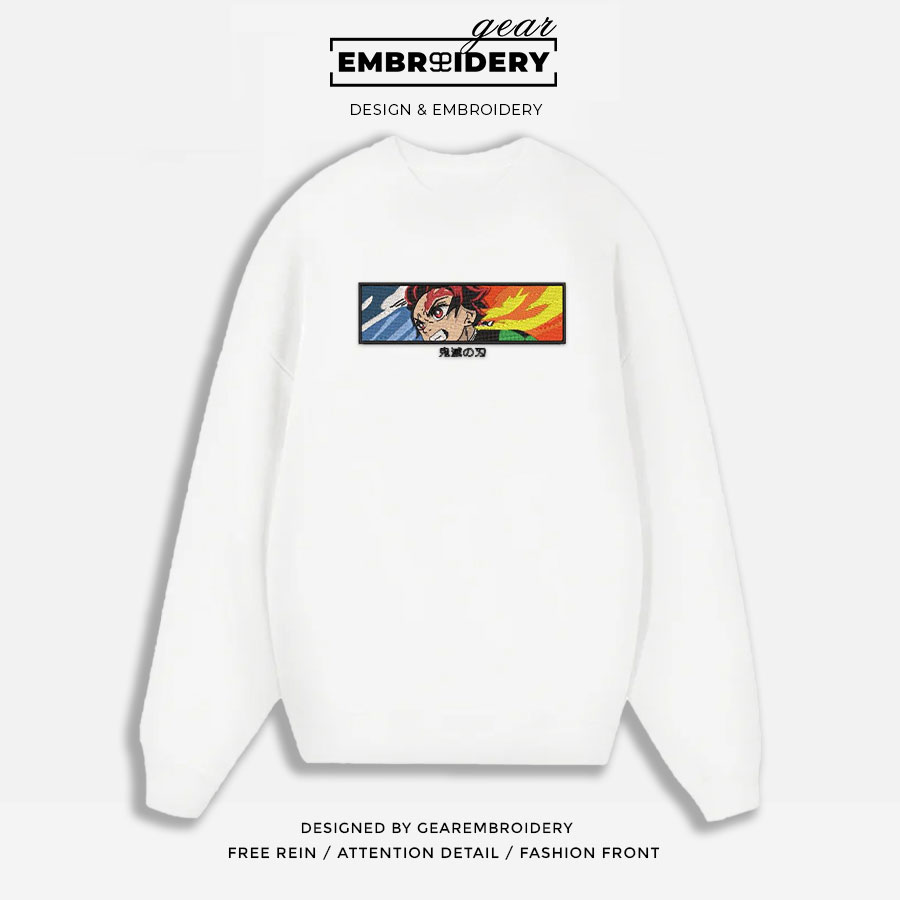 Tanjiro breathing styles Demon Slayer Anime Embroidered Design Personalized Embroidered T Shirt Sweatshirt Hoodie Clothing DS0125