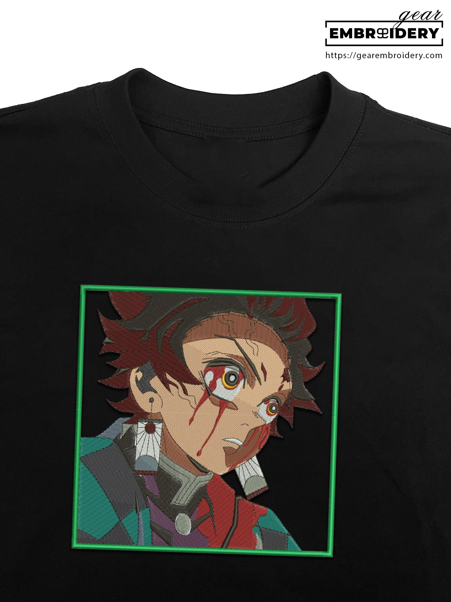 Tanjiro blood Demon Slayer Anime Embroidered Design Personalized Embroidered T Shirt Sweatshirt Hoodie Clothing DS0124