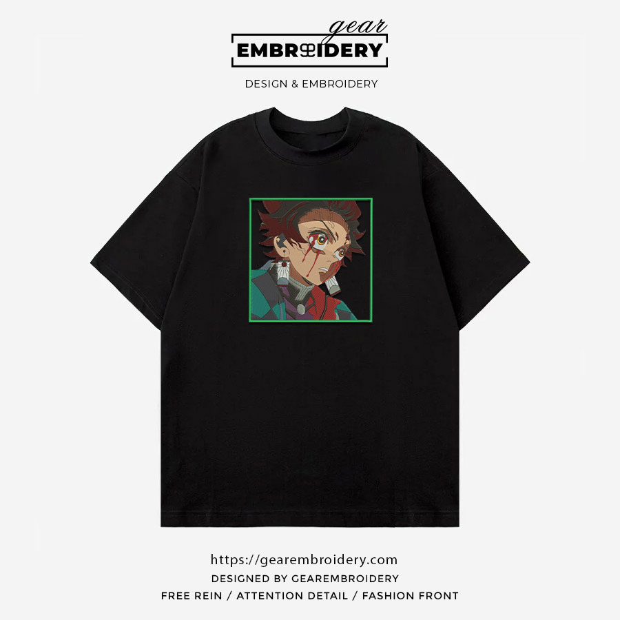 Tanjiro blood Demon Slayer Anime Embroidered Design Personalized Embroidered T Shirt Sweatshirt Hoodie Clothing DS0124