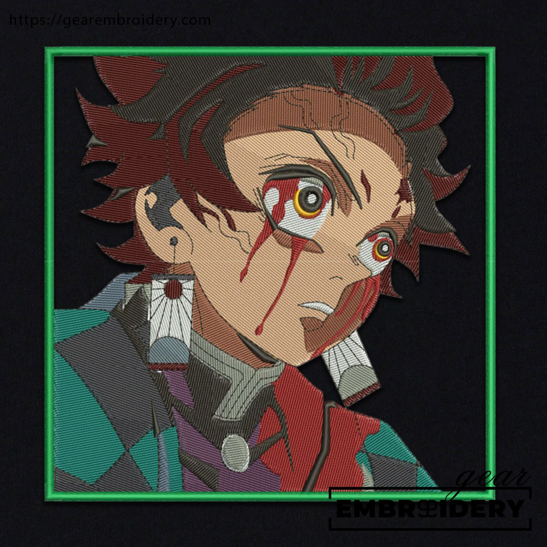 Tanjiro blood Demon Slayer Anime Embroidered Design Personalized Embroidered T Shirt Sweatshirt Hoodie Clothing DS0124