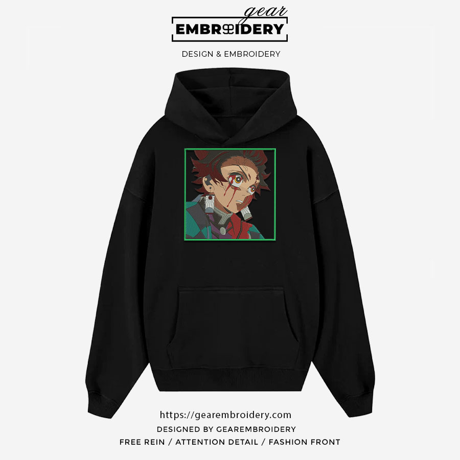 Tanjiro blood Demon Slayer Anime Embroidered Design Personalized Embroidered T Shirt Sweatshirt Hoodie Clothing DS0124