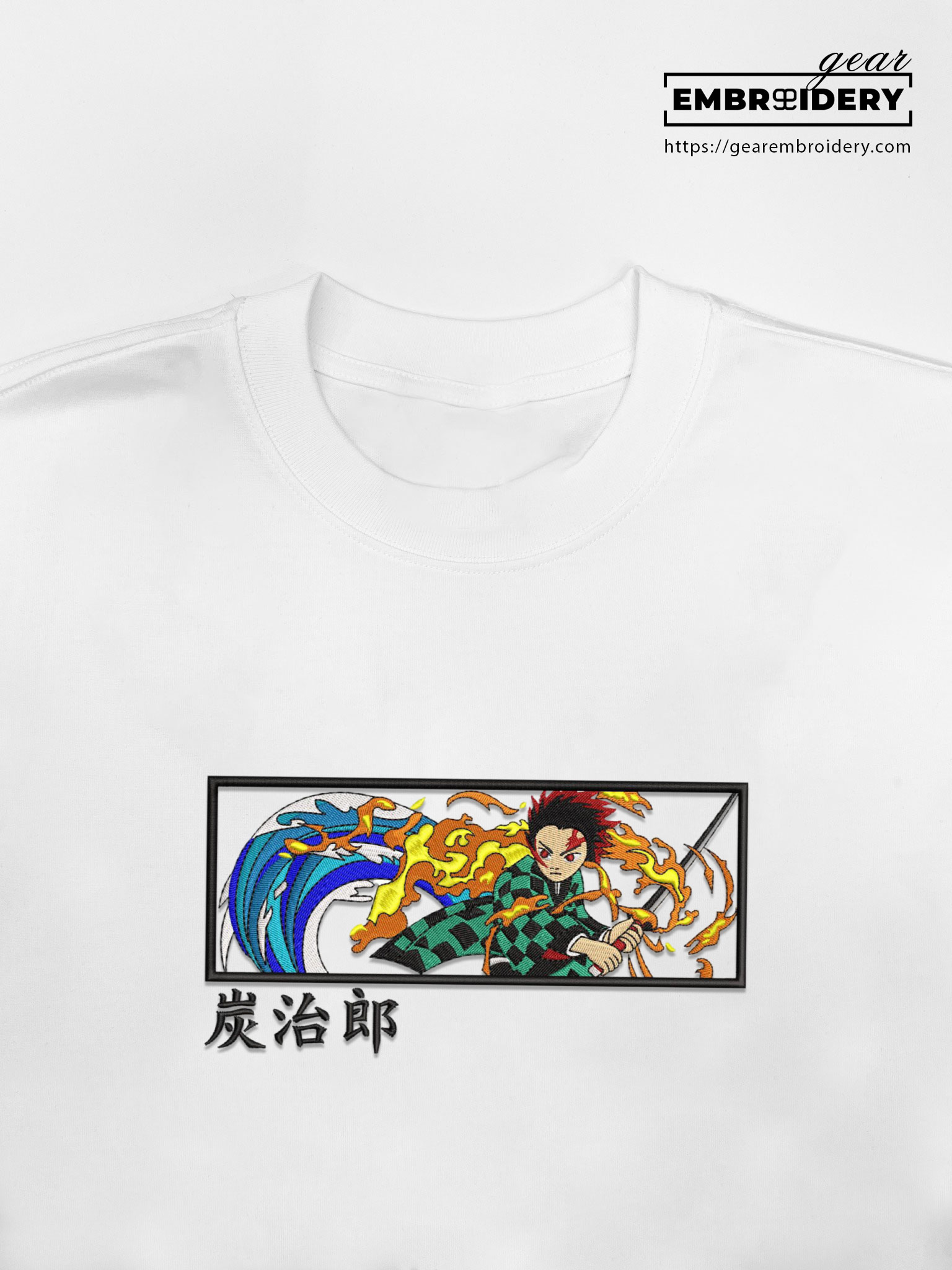 Tanjiro attack Demon Slayer Anime Embroidered Design Personalized Embroidered T Shirt Sweatshirt Hoodie Clothing DS0123