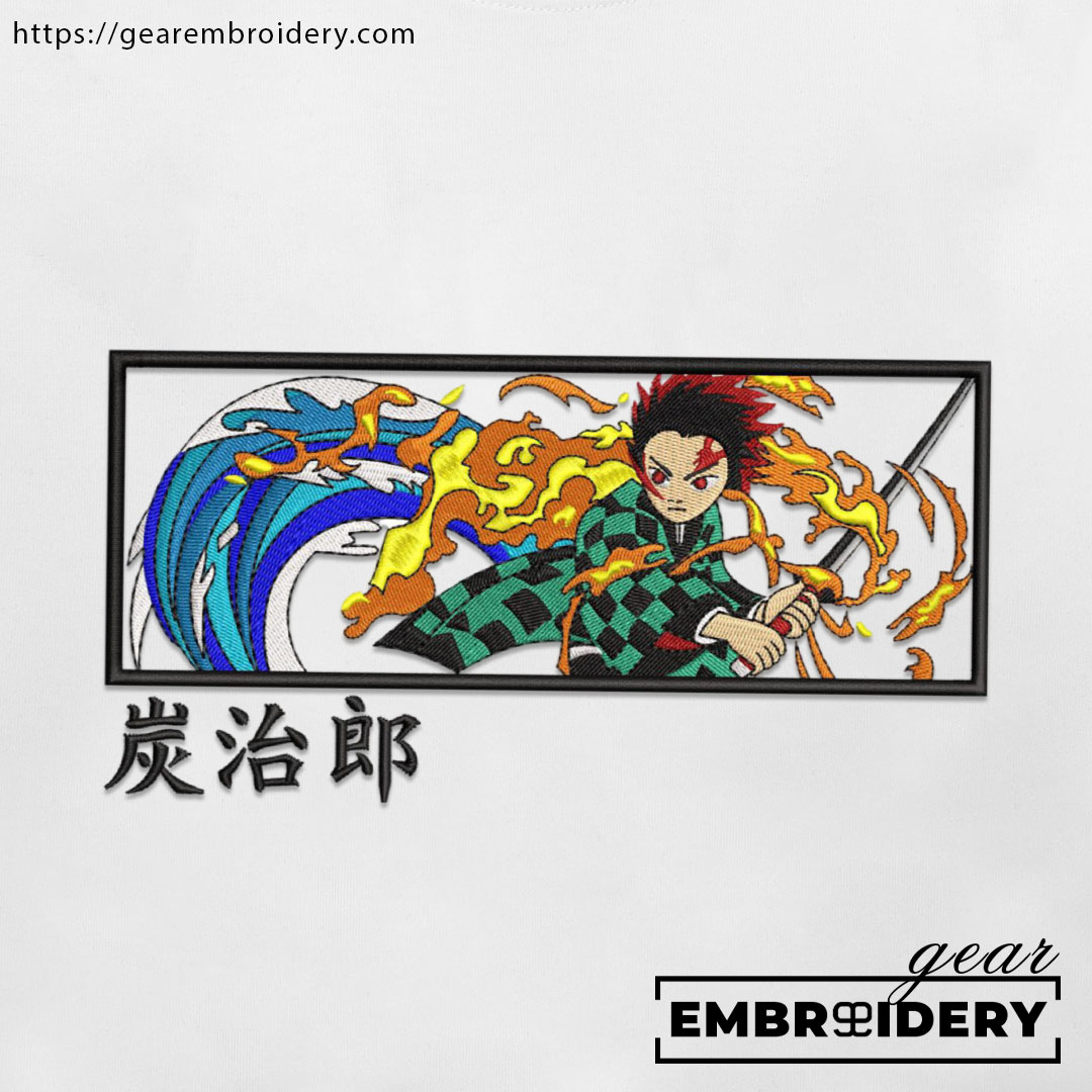 Tanjiro attack Demon Slayer Anime Embroidered Design Personalized Embroidered T Shirt Sweatshirt Hoodie Clothing DS0123
