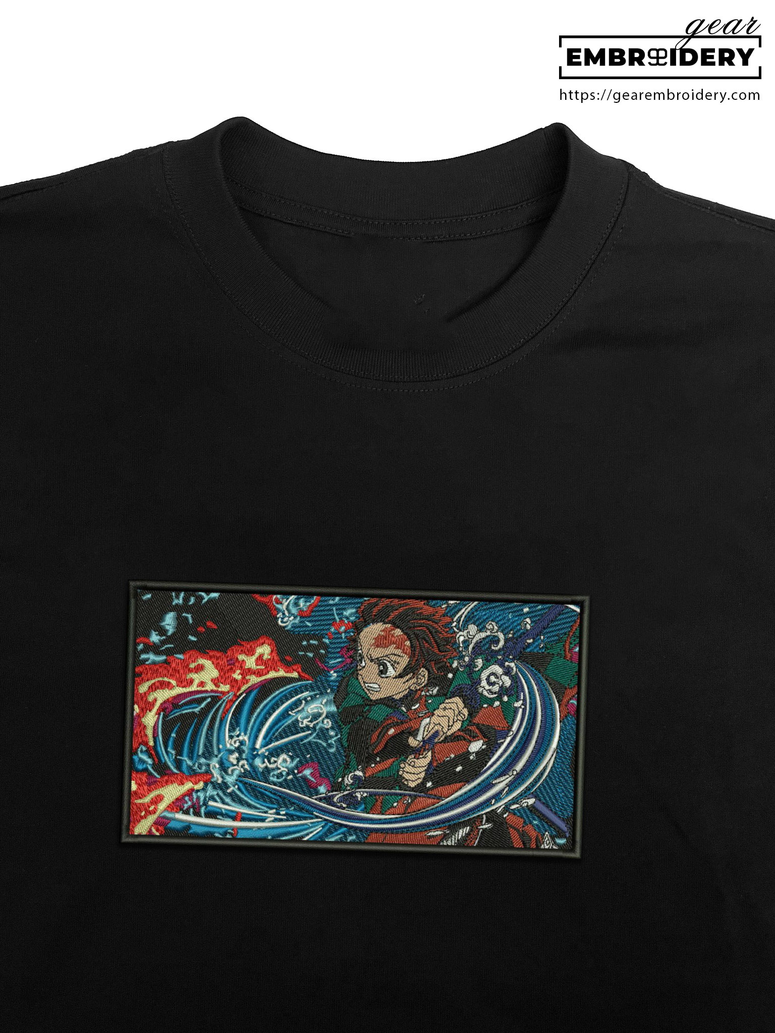 Tanjiro attack Demon Slayer Anime Embroidered Design Personalized Embroidered T Shirt Sweatshirt Hoodie Clothing DS0122