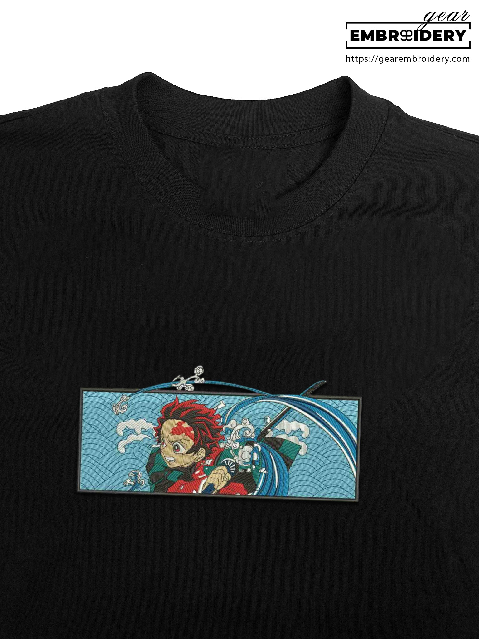 Tanjiro attack Demon Slayer Anime Embroidered Design Personalized Embroidered T Shirt Sweatshirt Hoodie Clothing DS0121