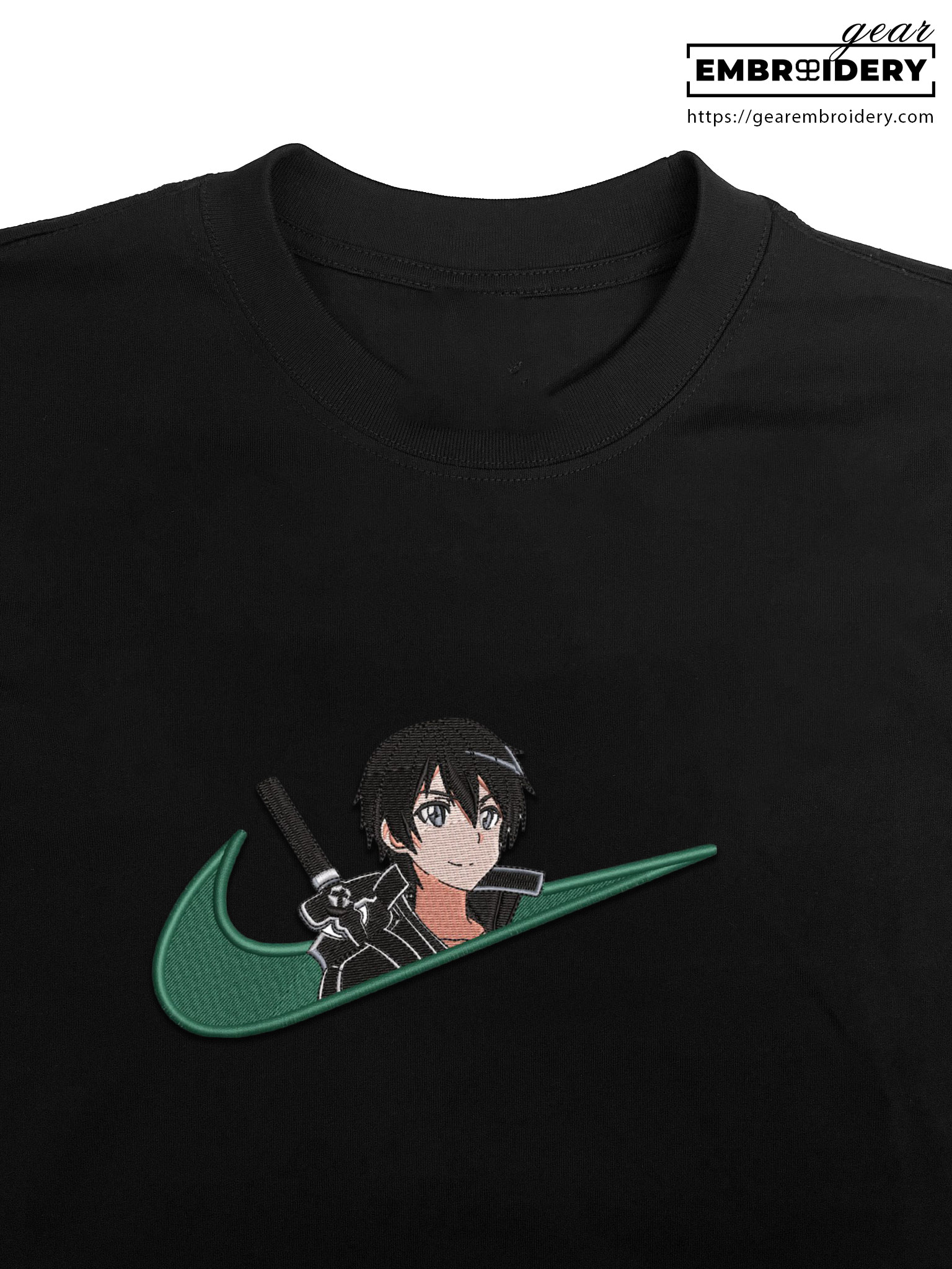 Kirito swoosh sword art online nike Anime Embroidered Design Personalized Embroidered T Shirt Sweatshirt Hoodie Clothing OT026