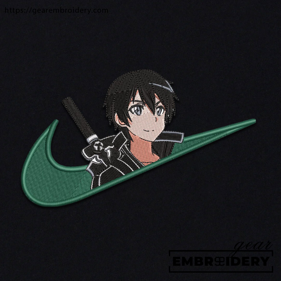 Kirito swoosh sword art online nike Anime Embroidered Design Personalized Embroidered T Shirt Sweatshirt Hoodie Clothing OT026