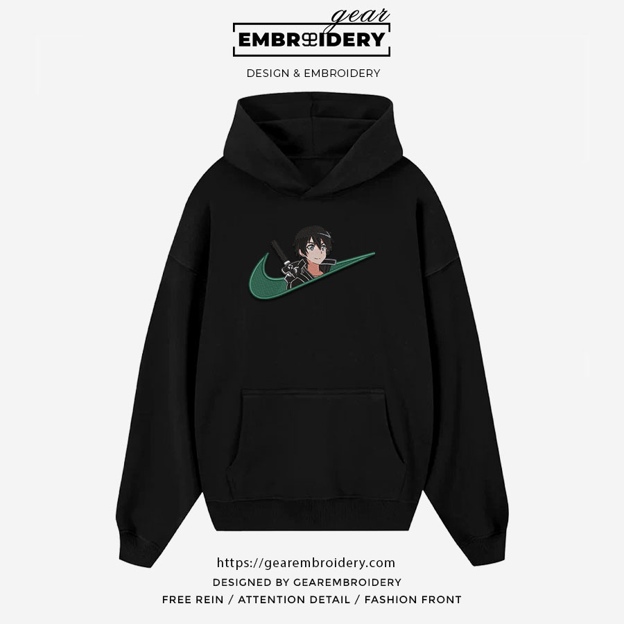 Kirito swoosh sword art online nike Anime Embroidered Design Personalized Embroidered T Shirt Sweatshirt Hoodie Clothing OT026