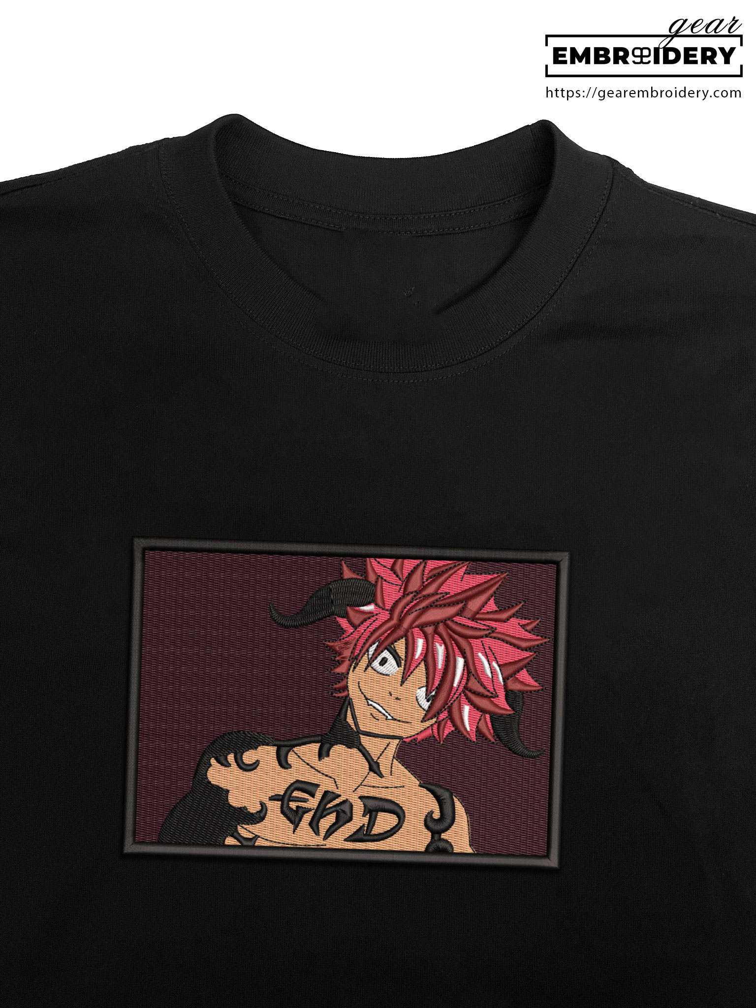 Natsu dragneel fairy tail Anime Embroidered Design Personalized Embroidered T Shirt Sweatshirt Hoodie Clothing OT036