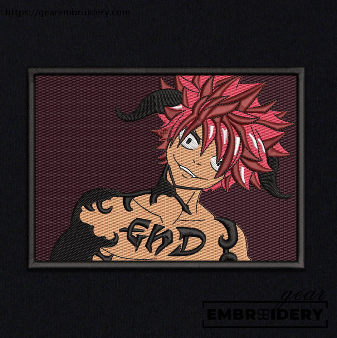 Natsu dragneel fairy tail Anime Embroidered Design Personalized Embroidered T Shirt Sweatshirt Hoodie Clothing OT036