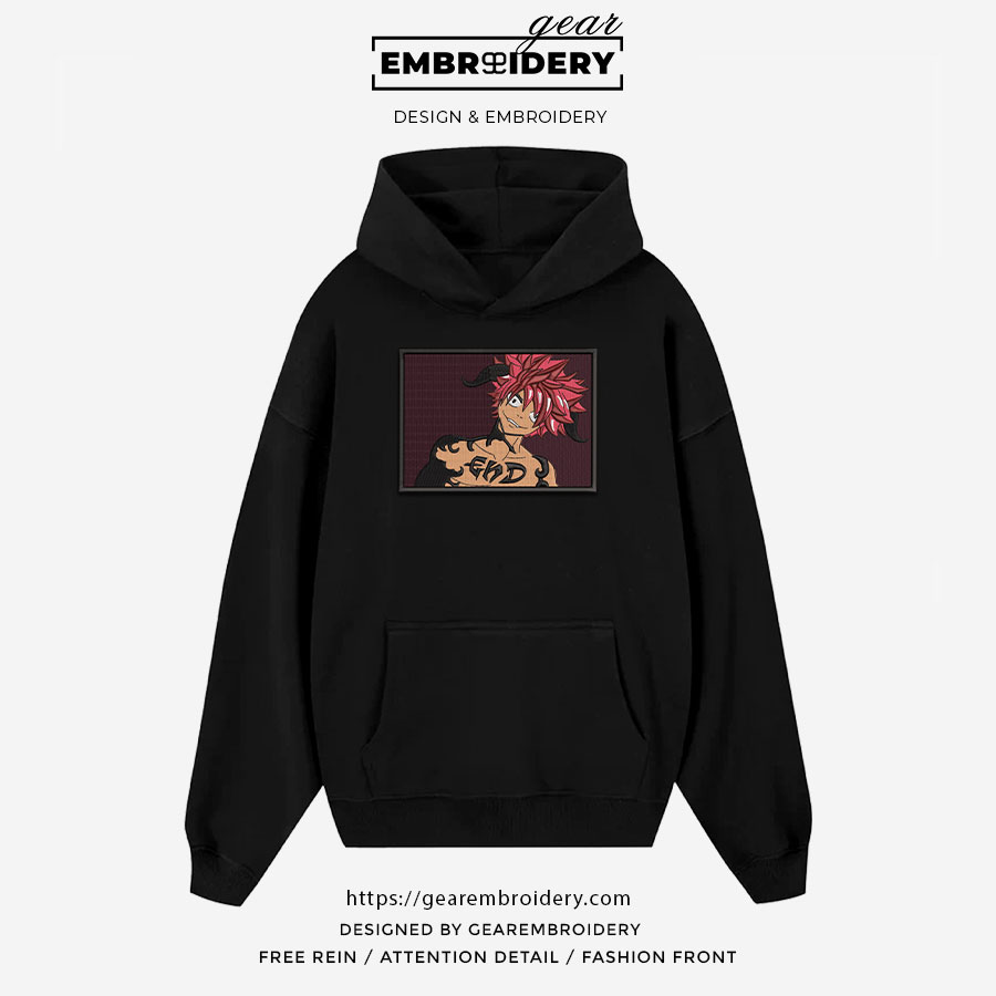 Natsu dragneel fairy tail Anime Embroidered Design Personalized Embroidered T Shirt Sweatshirt Hoodie Clothing OT036