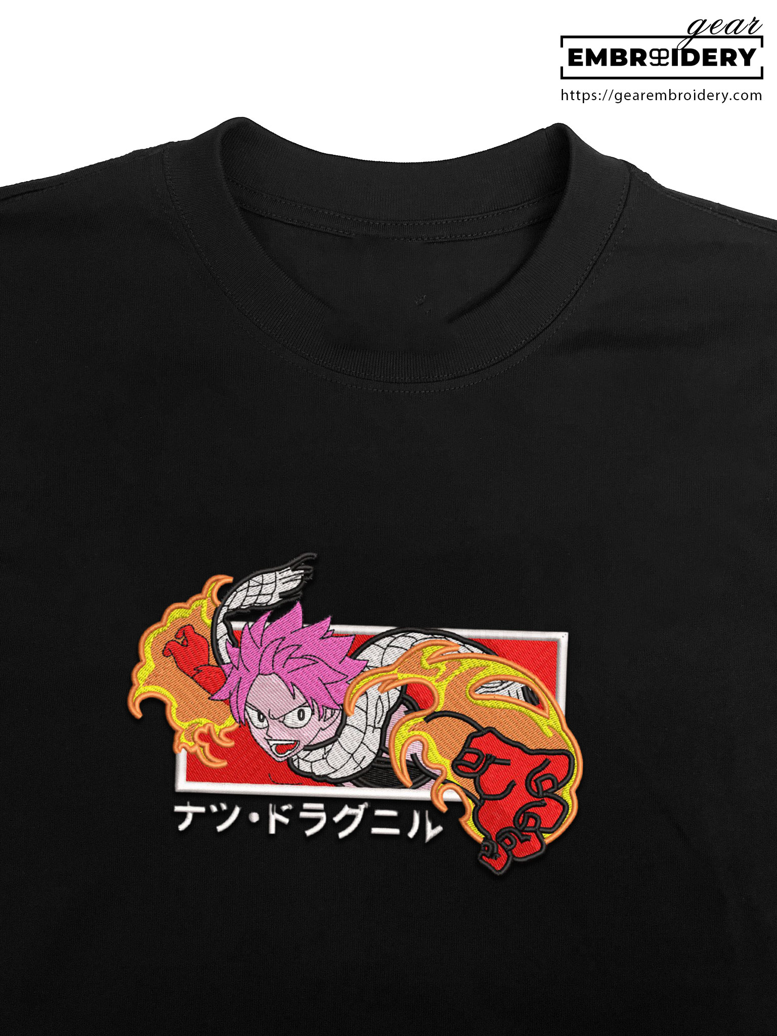 Natsu fire punch fairy tail Anime Embroidered Design Personalized Embroidered T Shirt Sweatshirt Hoodie Clothing OT037