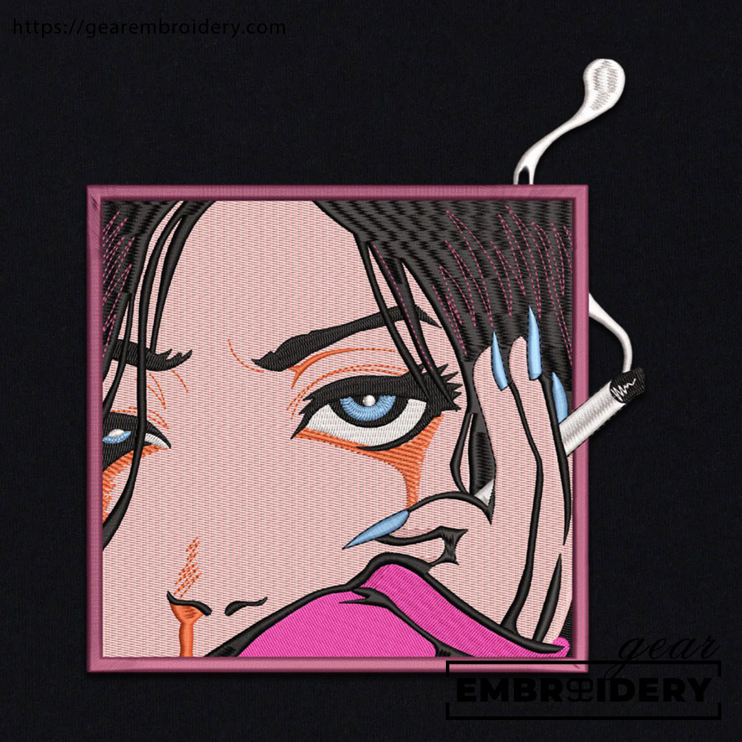 Pink girl Anime Embroidered Design Personalized Embroidered T Shirt Sweatshirt Hoodie Clothing OT043