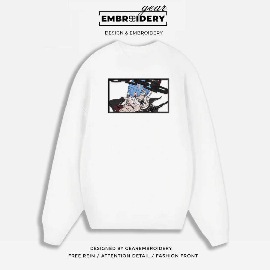 Rem overlord Anime Embroidered Design Personalized Embroidered T Shirt Sweatshirt Hoodie Clothing OT044