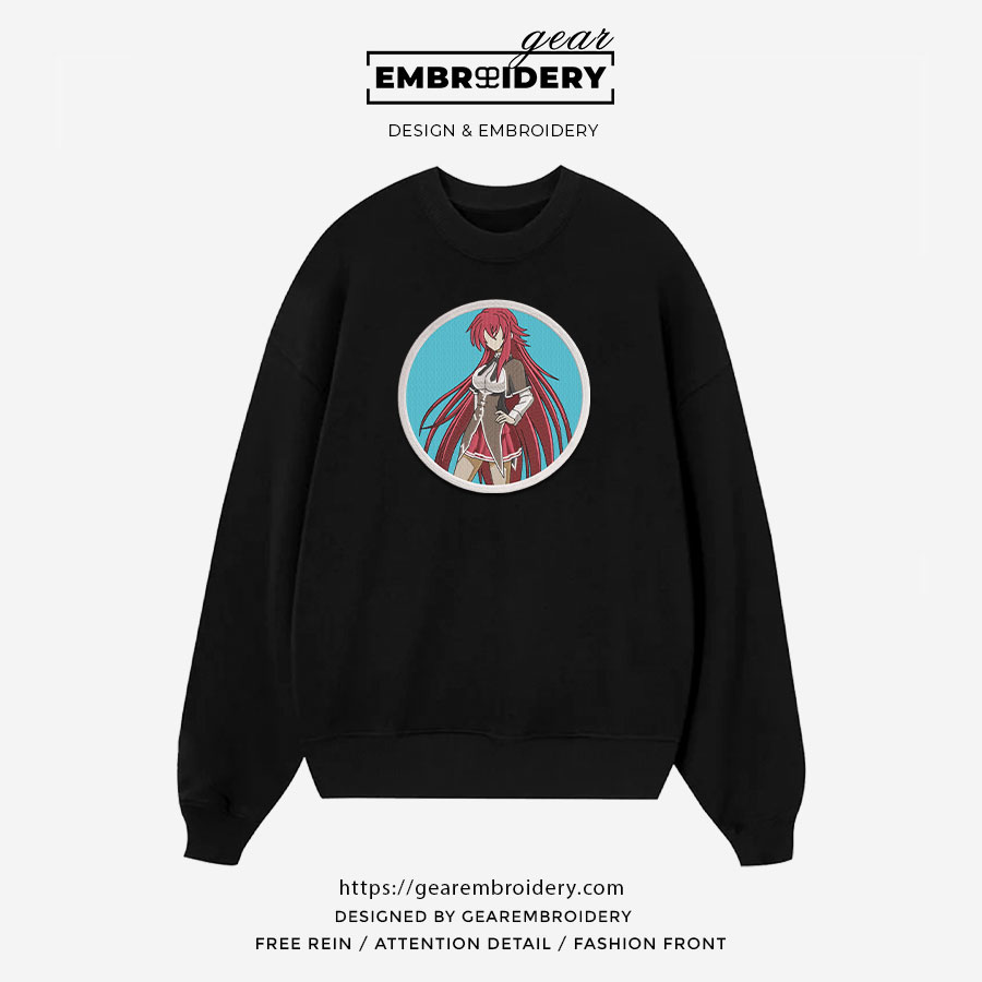 Rias gremory high school dxd Anime Embroidered Design Personalized Embroidered T Shirt Sweatshirt Hoodie Clothing OT045