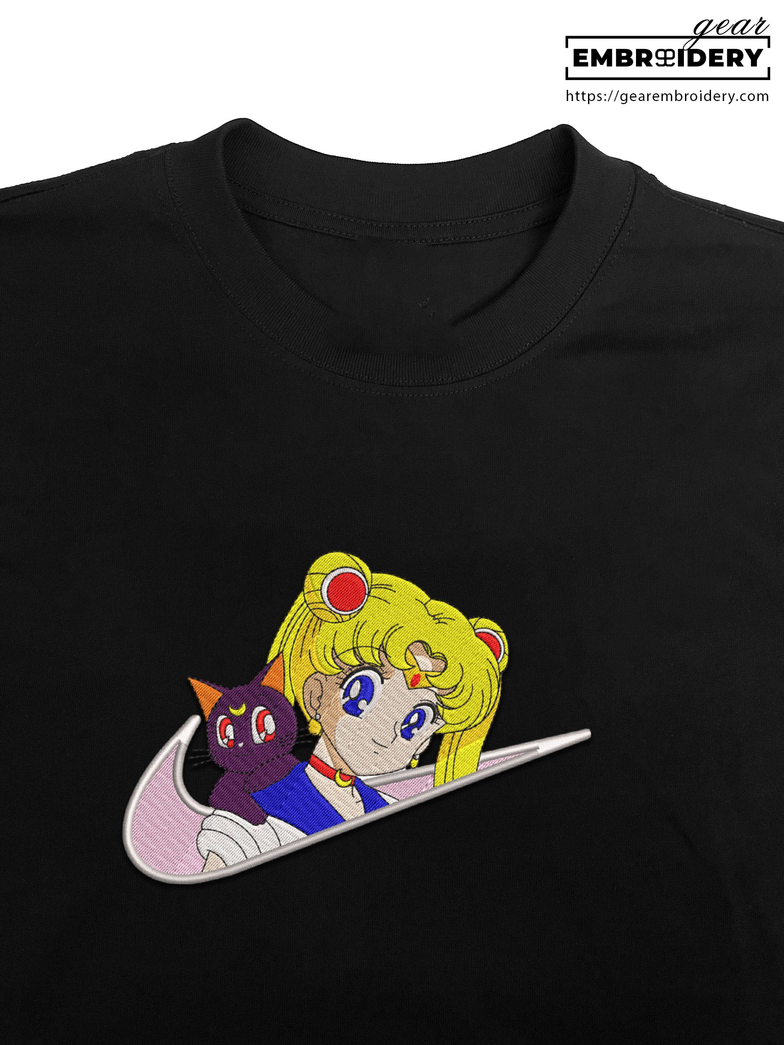 Sailor moon swoosh sailor moon nike Anime Embroidered Design Personalized Embroidered T Shirt Sweatshirt Hoodie Clothing OT053