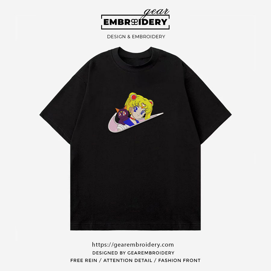 Sailor moon swoosh sailor moon nike Anime Embroidered Design Personalized Embroidered T Shirt Sweatshirt Hoodie Clothing OT053